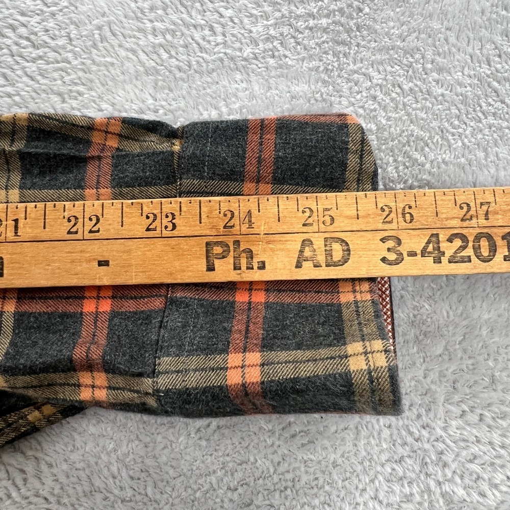 Patrick James Reserve Plaid Flannel Button Down 2XL Orange Grey Classic Shirt - Picture 9 of 12